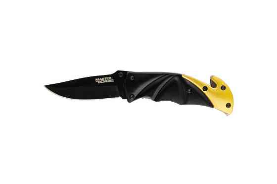 Нож складной MASTERTOOL "BULAT" 150х29х17 мм черное нержавеющее лезвие алюминиевая рукоятка стропоре Харків
