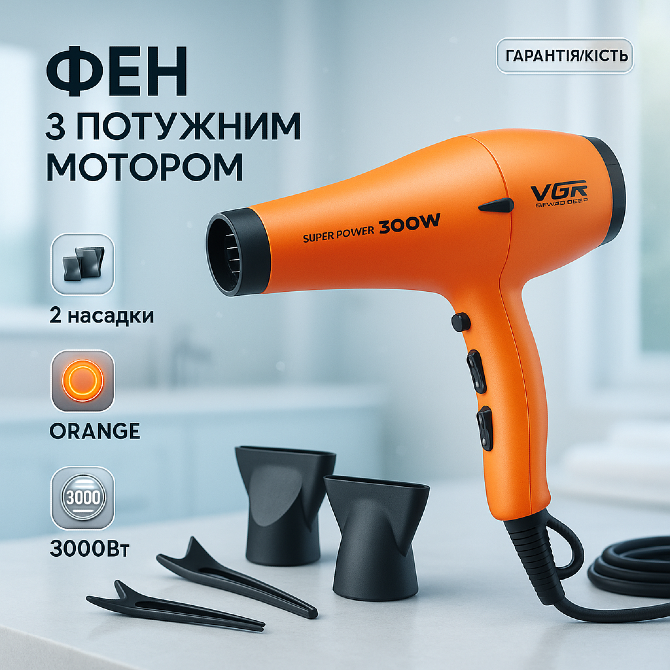 Фен VGR V-406 ORANGE 3000Вт Харьков - изображение 8