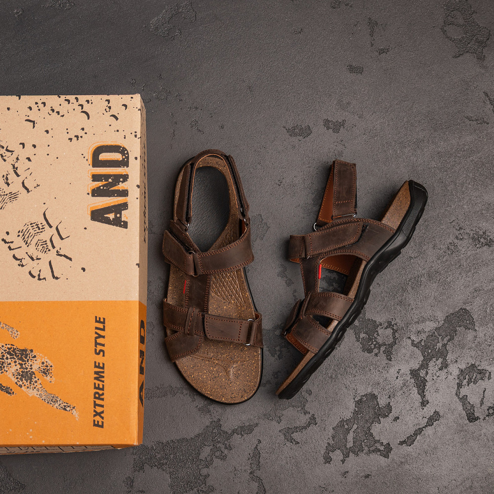 Мужские кожаные сандалии Antec Brown Киев - изображение 8
