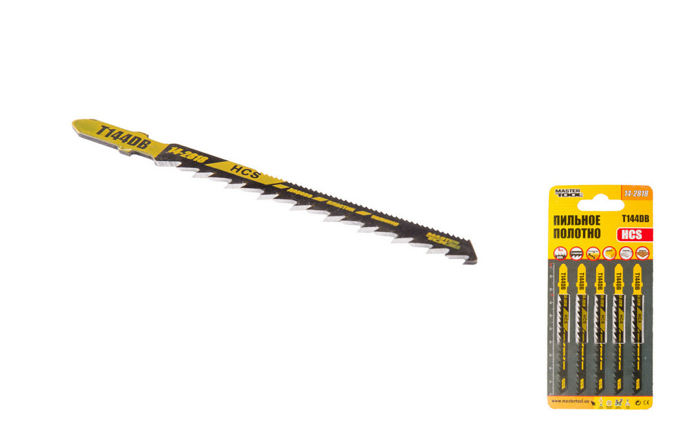 Полотно пильное для лобзика MASTERTOOL T144DB 5 шт дерево/пластик быстрый прямой рез/реверс 6TPI/100 Харків - зображення 1