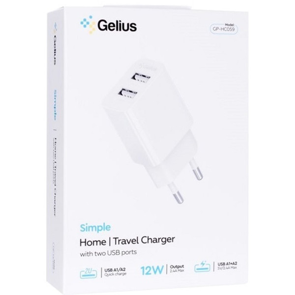 Мережевий зарядний пристрій Gelius Simple GP-HC059 2 USB 2.4A + cable microUSB White (Код товару:418 Харків - зображення 4