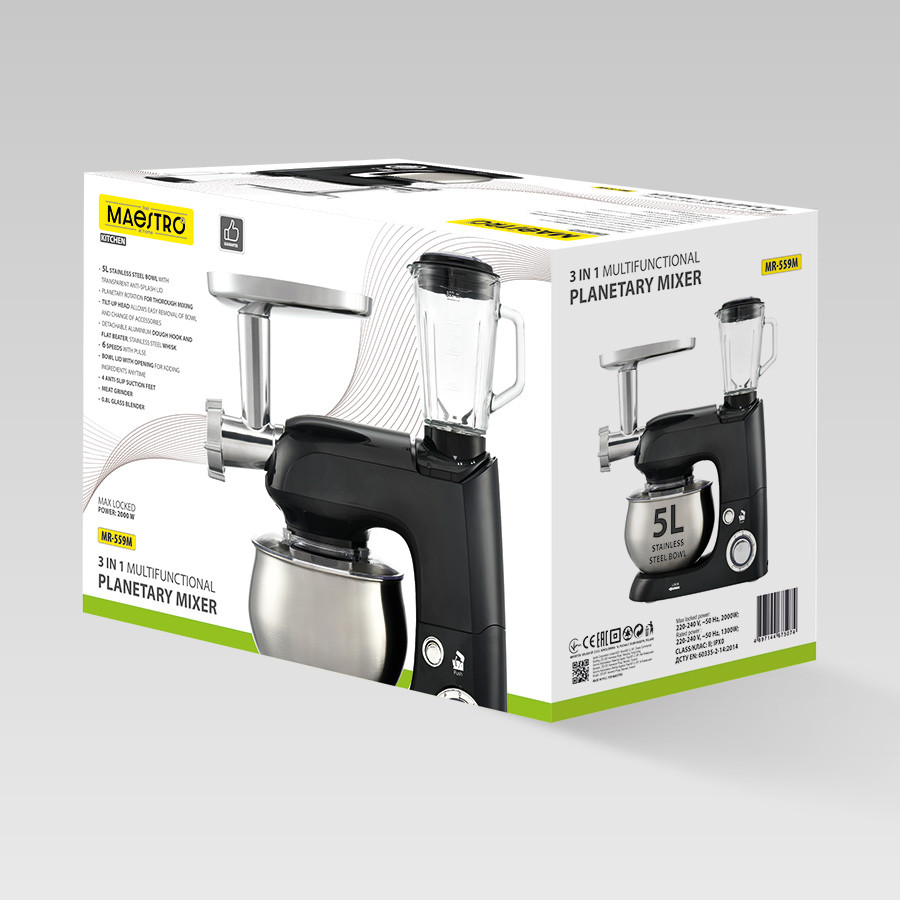 Миксер планетарный Maestro MR-559-M 5 л 2000 Вт черный Киев - изображение 6