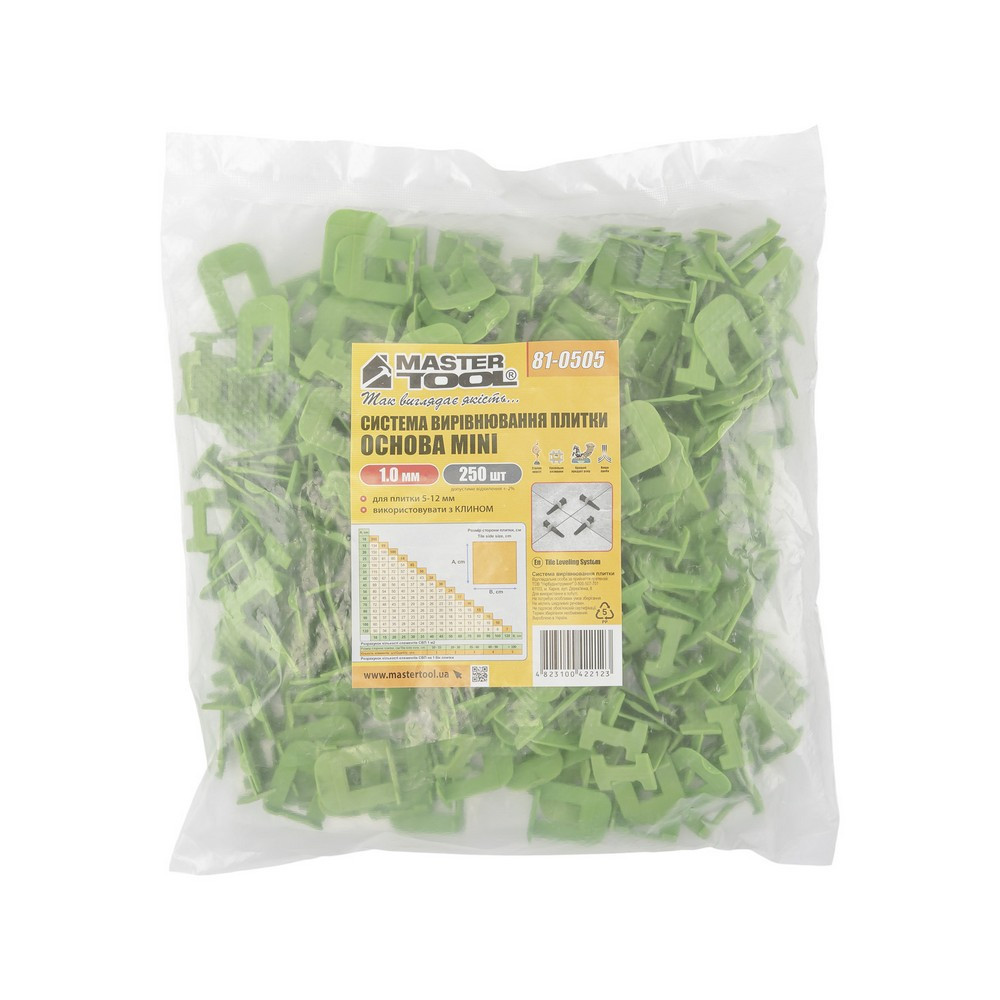 Система выравнивания плитки MASTERTOOL ОСНОВА MINI 1.0 мм набор 250 шт 81-0505 Харьков - изображение 2
