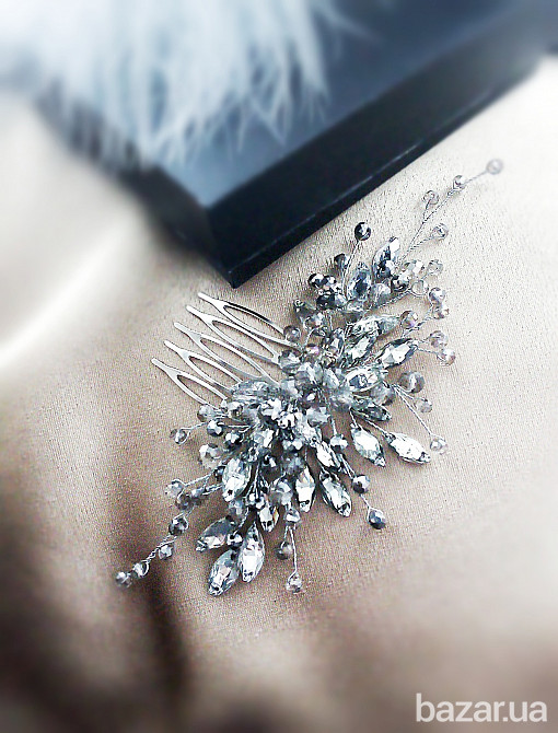 Серебристая туманность заколка гребень серый для волос прическу вечернее украшение Луцк - изображение 1