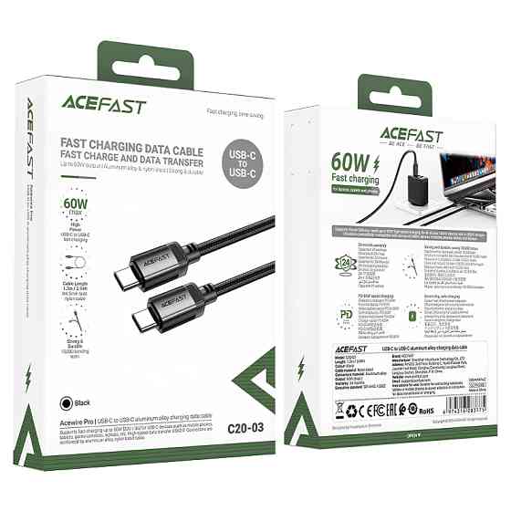 Дата кабель Acefast C20-03 Type-C to Type-C 60W (1.2m) Херсон