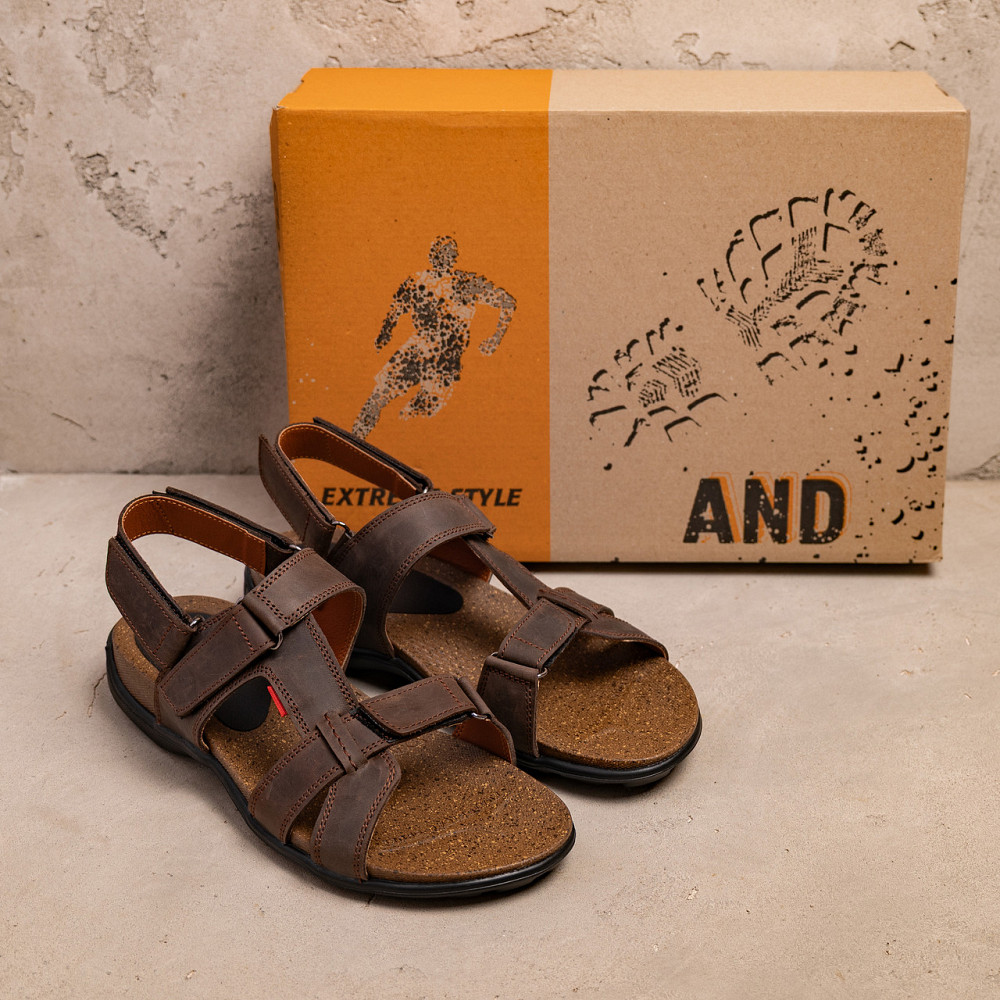 Мужские кожаные сандалии Antec Brown Киев - изображение 6