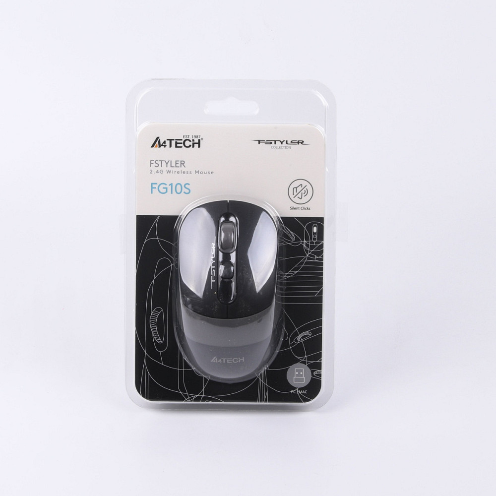 Мышь компьютерная безпроводная A4Tech Fstyler FG10S Black/Grey серая Київ - зображення 6