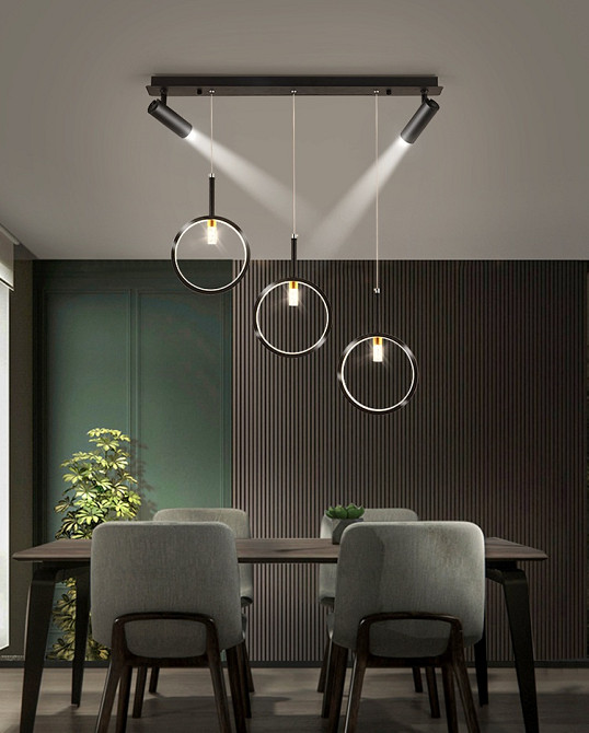 Люстра стельова LED AA239/3+2-k Чорний 30-150х6х80 см. Київ - зображення 1