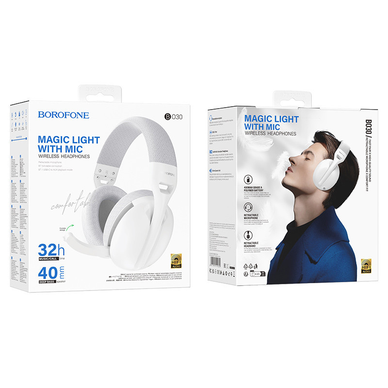Накладные беспроводные наушники Borofone BO30 Magic light Херсон - зображення 4