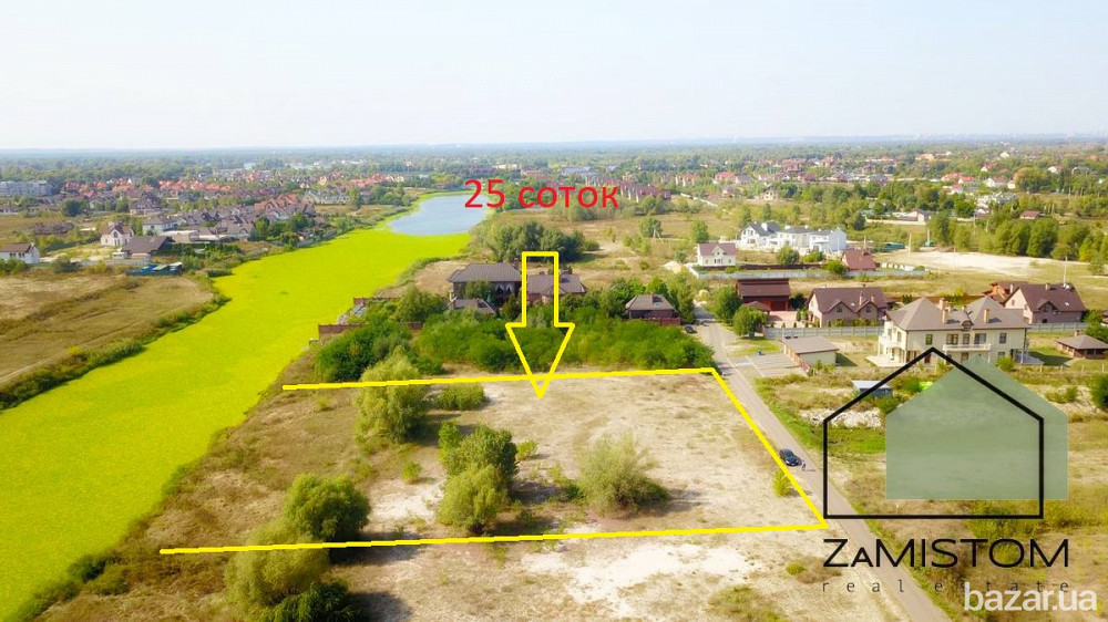 Продам ділянку 25 соток в селі Вишеньки, 500м від Золоче, р-н. 3-й шлюз, вихід на воду з власним пля Бориспіль - зображення 1