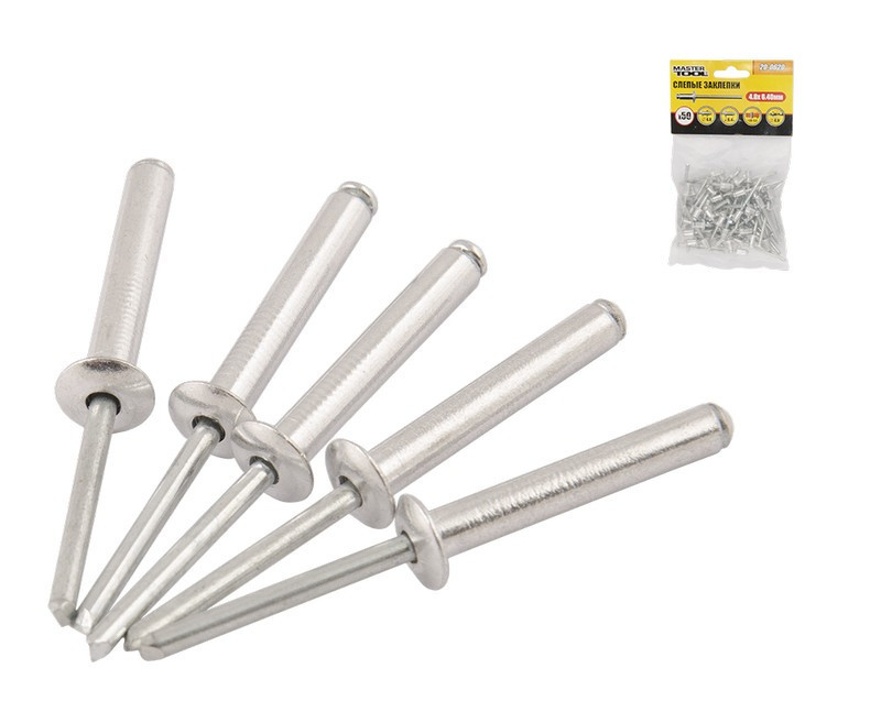 Заклепки алюминиевые вытяжные MASTERTOOL 4.8х6.40 мм 50 шт 20-0620 Харьков - изображение 1