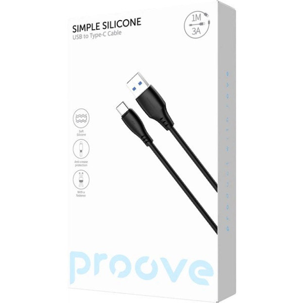 Кабель Proove Simple Silicone USB to Type-C 3A 1m Black (CCSS15001201) Харків - зображення 2