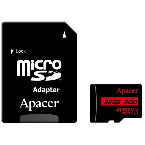 Карта пам'яті Apacer microSDHC 32GB UHS-I Class 10 + SD-адаптер (R100MB/s) (AP32GMCSH10UB-R) (Код то Харків - зображення 1