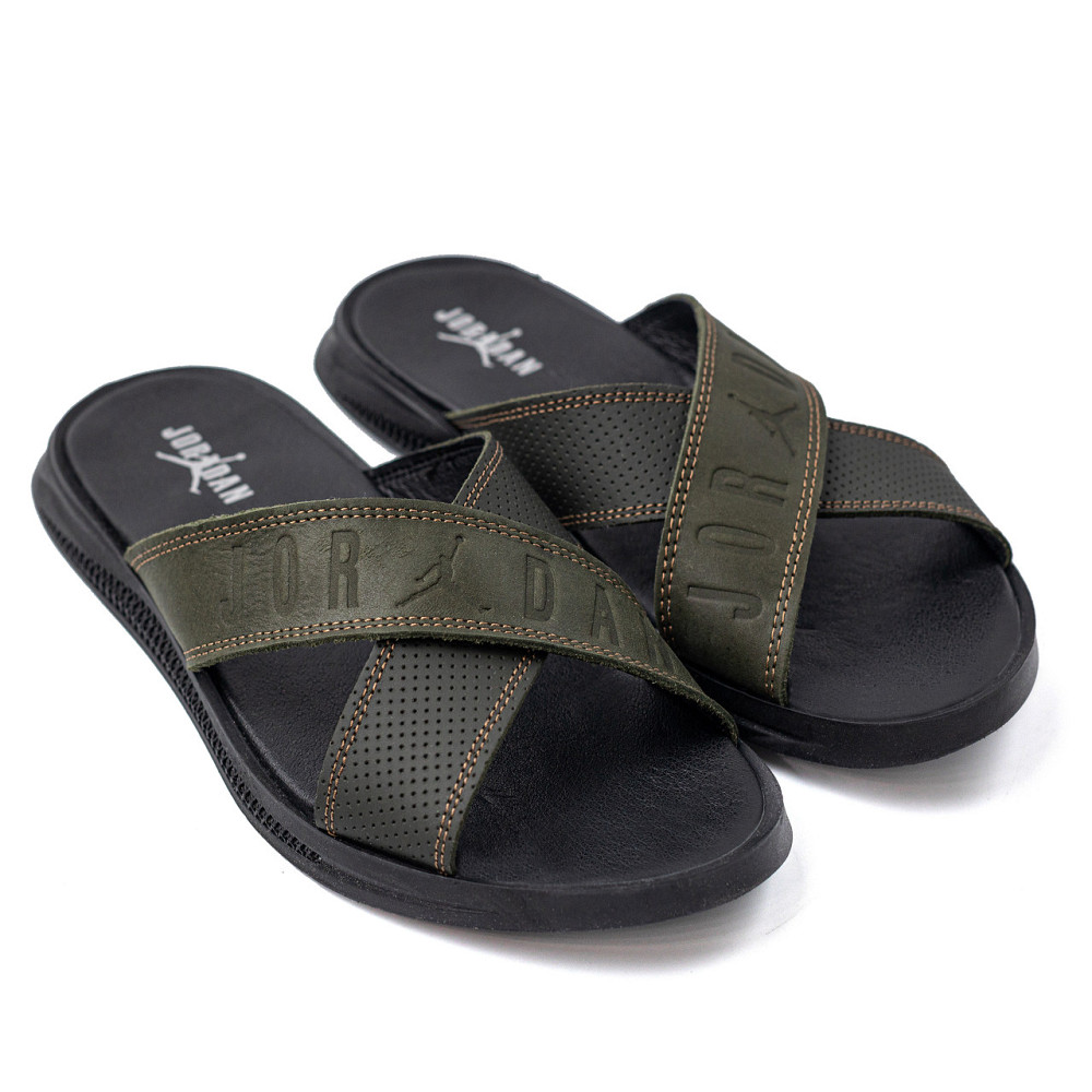 Мужские кожаные  летние шлепанцы-сланцы Jordan Київ - зображення 4