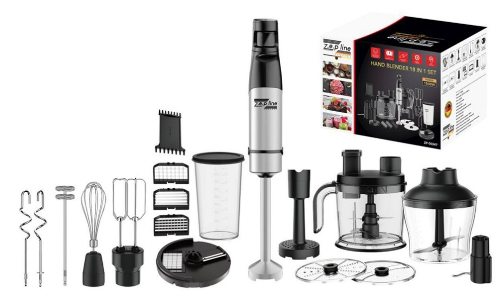 Блендер погружной в наборе Zepline ZP-00347 1500 Вт черный Київ - зображення 1