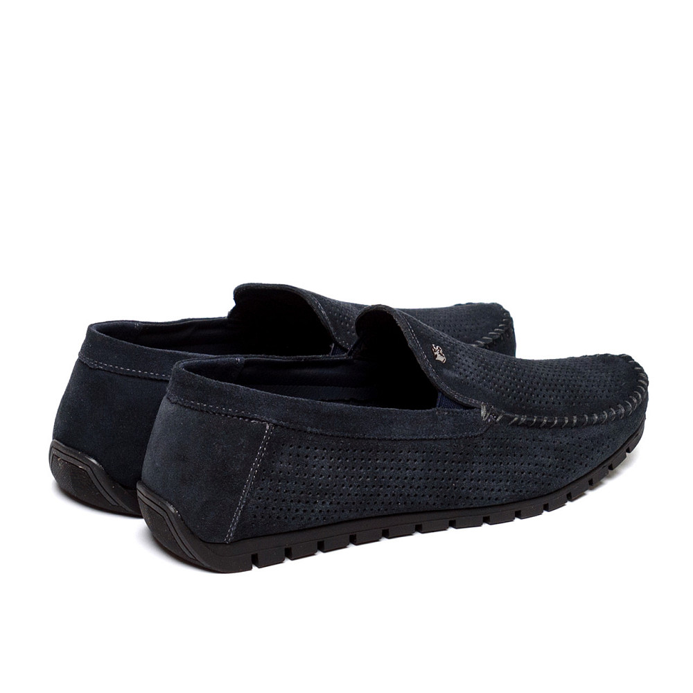 Мужские летние кожаные мокасины Legges Navy blue перфорация Київ - зображення 4