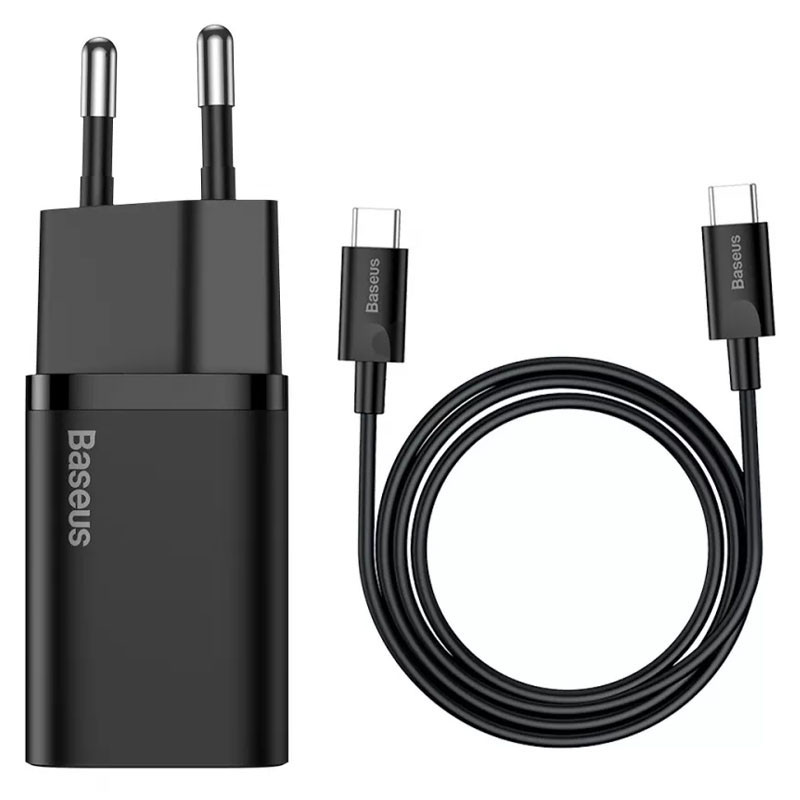 СЗУ Baseus Super Si Quick Charger PD25W (1USB-C) + кабель Type-C to Type-C (TZCCSUP-L) Херсон - зображення 1