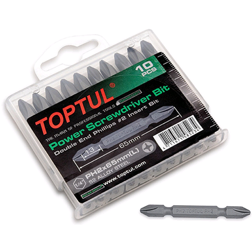 Набор бит двухсторонних TOPTUL 1/4" PH2х65мм 10шт. GAAW1001 Харьков - изображение 1