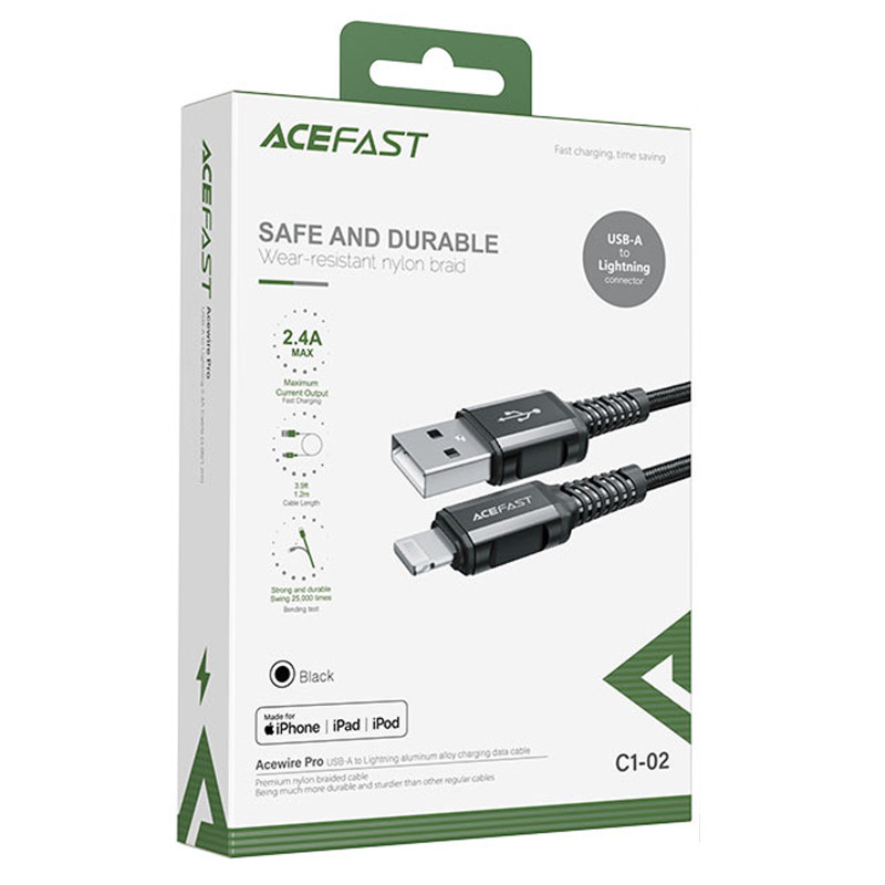 Дата кабель Acefast C1-02 USB to Lightning 2.4A (1.2m) Херсон - изображение 4
