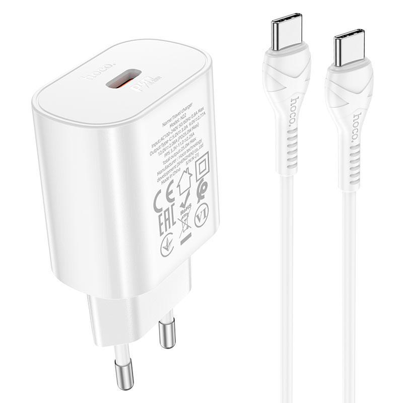 СЗУ Hoco N22 Jetta PD25W (1USB-C) + кабель Type-C to Type-C Херсон - изображение 1