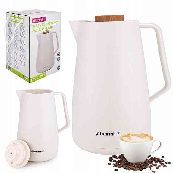 Термос конференционный 1,5л пластиковый со стеклянной колбой КМ 2011WH белый Одеса