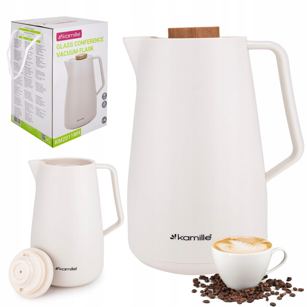 Термос конференционный 1,5л пластиковый со стеклянной колбой КМ 2011WH белый Одеса - зображення 4