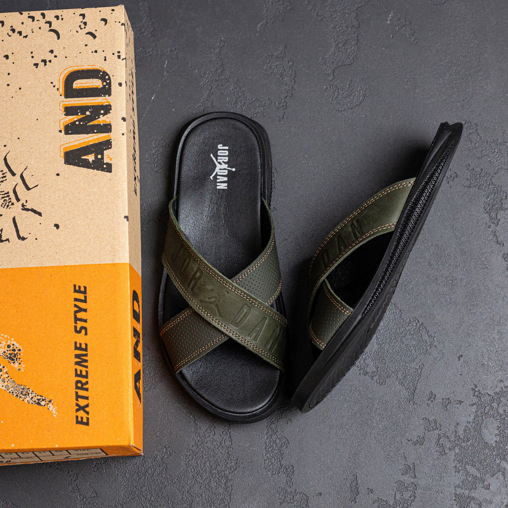 Мужские кожаные  летние шлепанцы-сланцы Jordan Київ - зображення 10