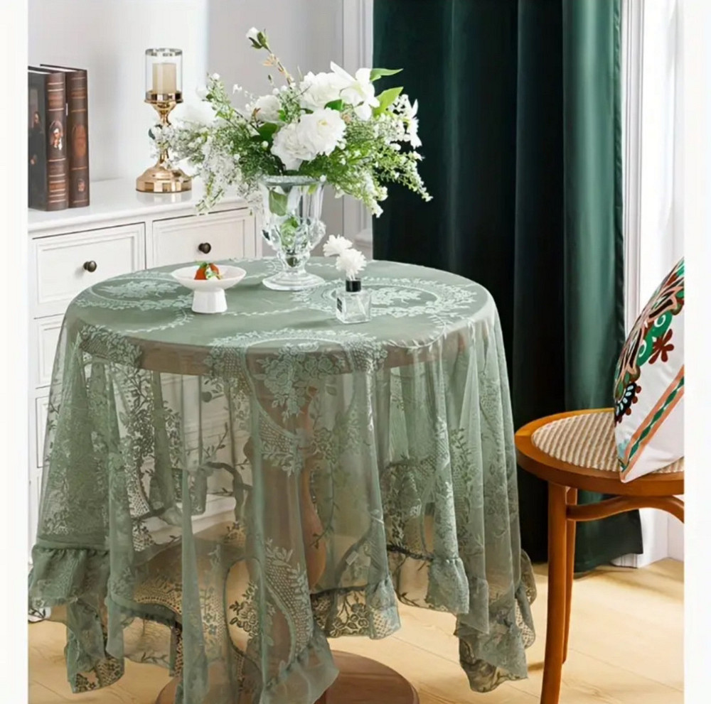 Скатерть кружевная Malva 1.1х1.5м зеленая Одеса - зображення 2