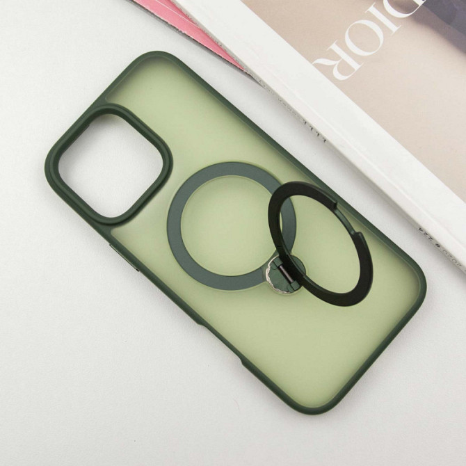 TPU+PC чехол Metal Buttons with MagSafe Colorful HQ Ring для Apple iPhone 16 Pro (6.3") Херсон - зображення 3
