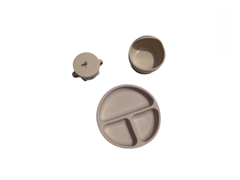 Детский силиконовый набор посуды для кормления кофейный 12 предметов Киев - изображение 7