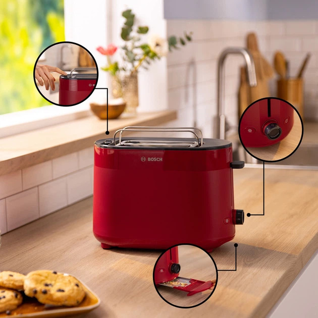 Тостер Bosch MyMoment TAT2M124 950 Вт красный Київ - зображення 9
