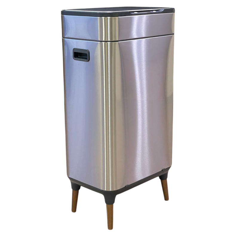 Сенсорное ведро для мусора JAH 40 л прямоугольное на ножках серебряный металлик с внутренним ведром Київ - зображення 1