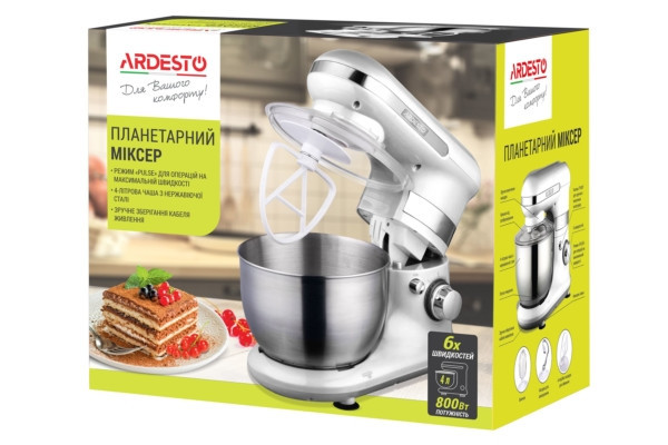 Миксер планетарный Ardesto KSTM-8040 800 Вт белый Киев - изображение 8