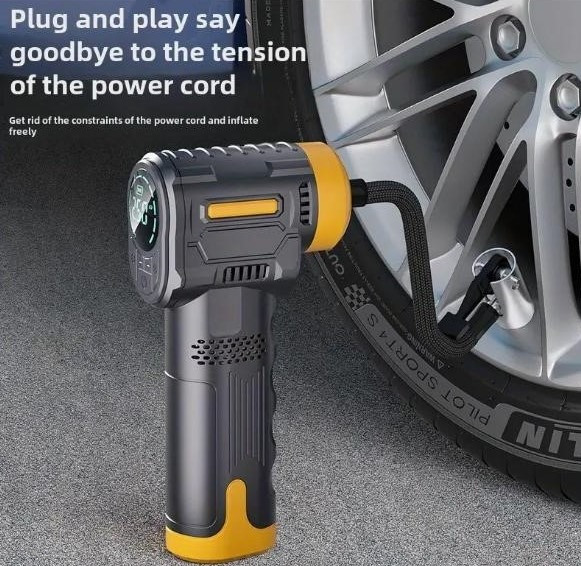 Портативний компресорний насос для шин із манометром, акумуляторний Київ - зображення 1
