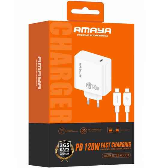 СЗУ Amaya E73S PD120W (1USB-C) + кабель Type-C to Type-C Херсон