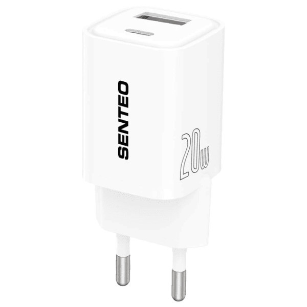 Мережевий зарядний пристрій Senteo S-03 USB-A/USB-C PD3.0&QC3.0 20W White Харьков - изображение 1