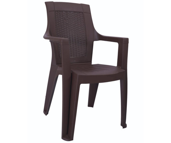 Стілець Мілан пластиковий ротанг коричневий Дніпро - зображення 1