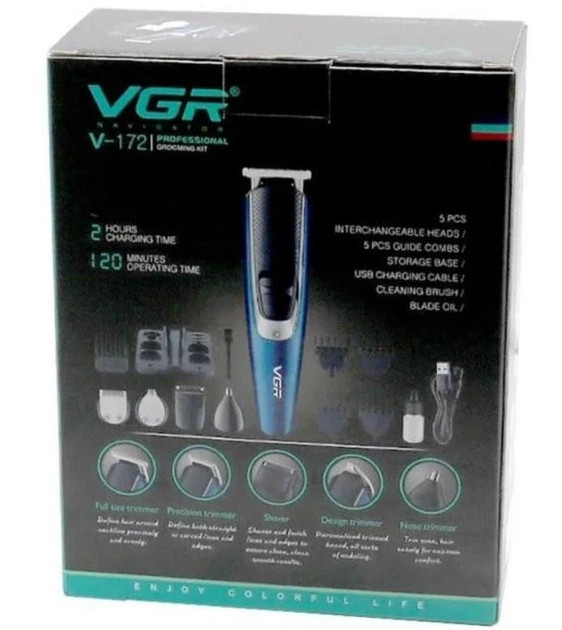 Машинка для стрижки в наборе VGR V-172 10 Вт синяя Київ - зображення 8