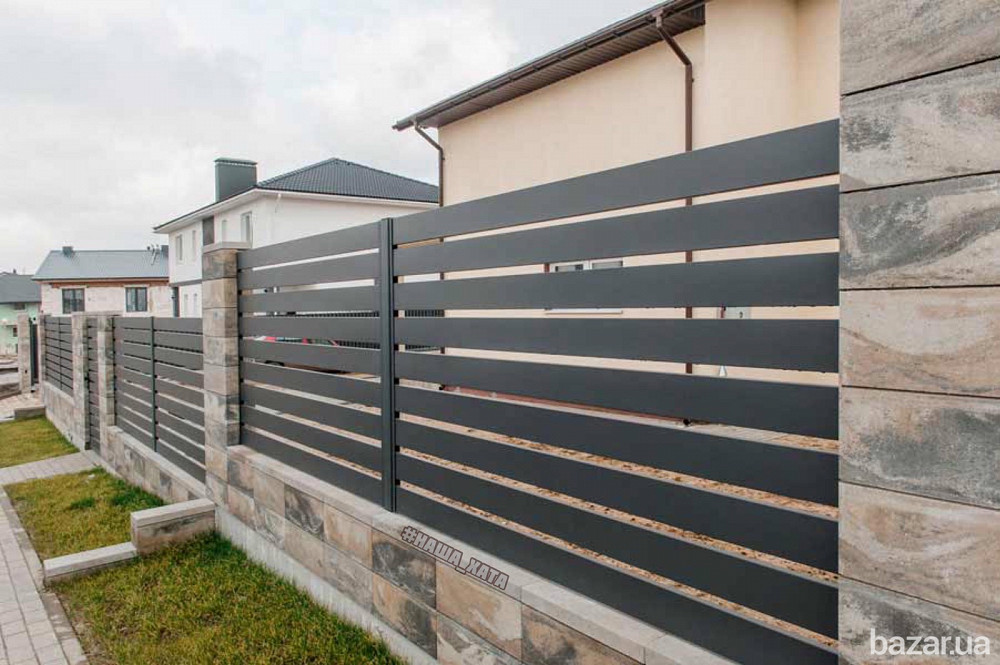 Сучасний паркан із блоків із парканом ранчо та парканом жалюзі від виробника НАША ХАТА Одесса - изображение 10