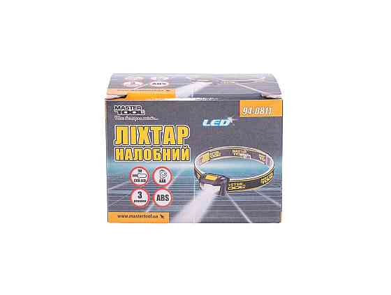 Фонарь налобный MASTERTOOL 3 режима 59х41х32 мм COB LED 3xAAA ABS 94-0811 Харків