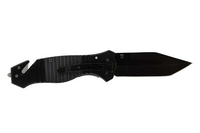 Нож складной MASTERTOOL "ELMAX" 207х37х16 мм черное нержавеющее лезвие алюминиевая рукоятка стропоре Харьков - изображение 5