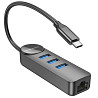 Переходник Borofone DH6 Erudite 4in1 Gigabit Ethernet (Type-C to USB3.0*3+RJ45) (0.2m) Херсон