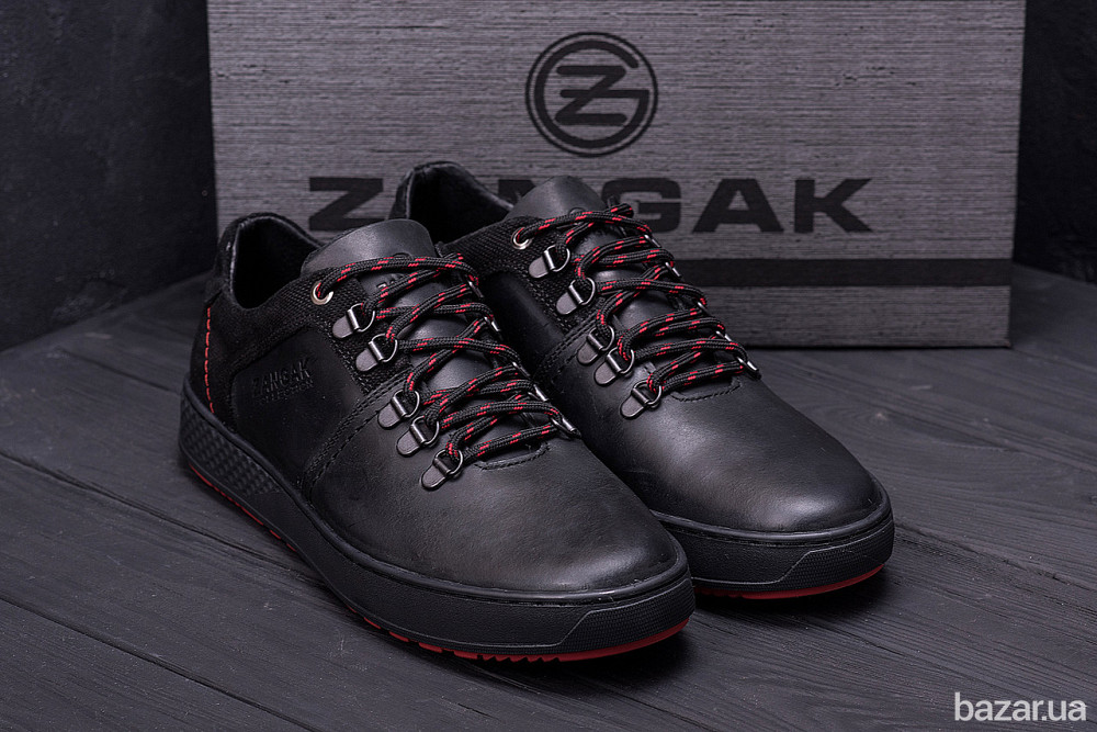 Мужские кожаные кеды ZG Aircross Black and Red Київ - зображення 9