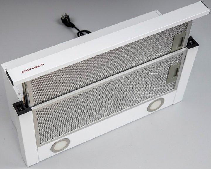 Вытяжка Grunhelm GVT 115 W (телескопическая, 650 м3/ч, эмалированный металл, белая) Київ - зображення 11