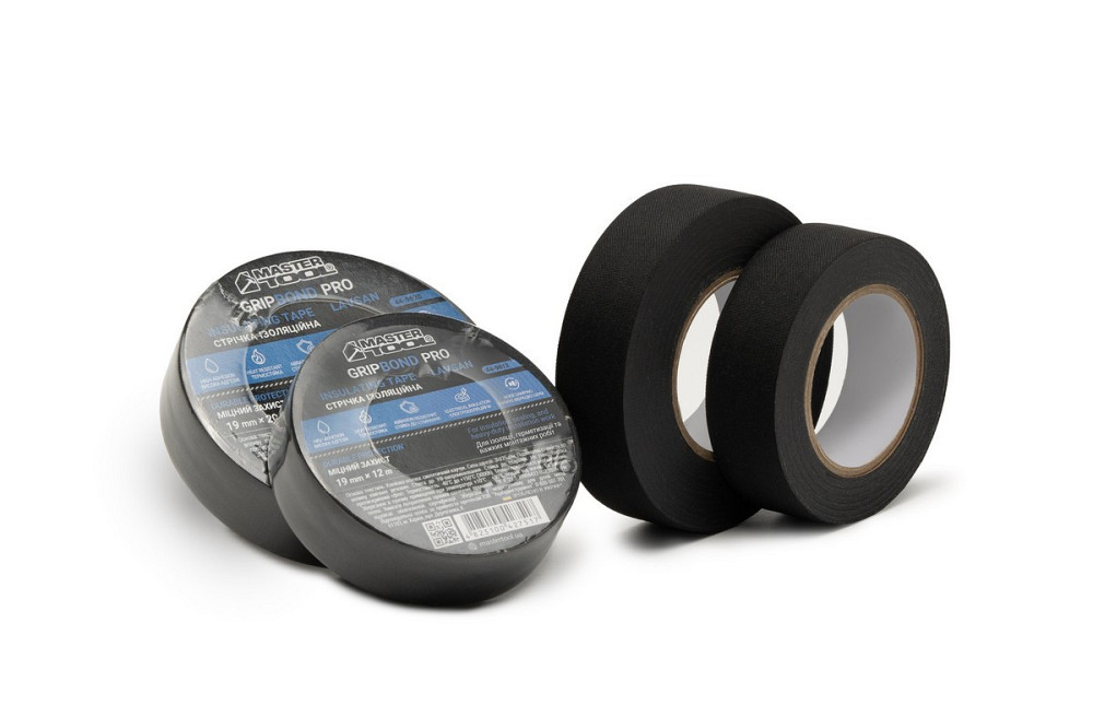 Лента изоляционная MASTERTOOL GripBond Pro Lavsan текстильная 19 мм×12 м черная 44-9612 Харків - зображення 4