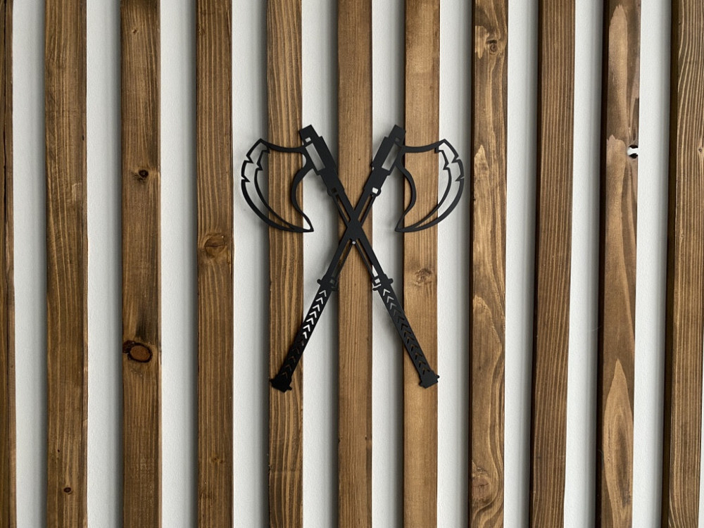 Настенный декор панно картина лофт из металла Два топора Киев - изображение 6