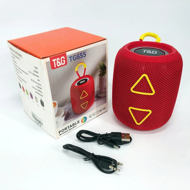 Колонка портативная Bluetooth T&G TG655 red красная Київ - зображення 4