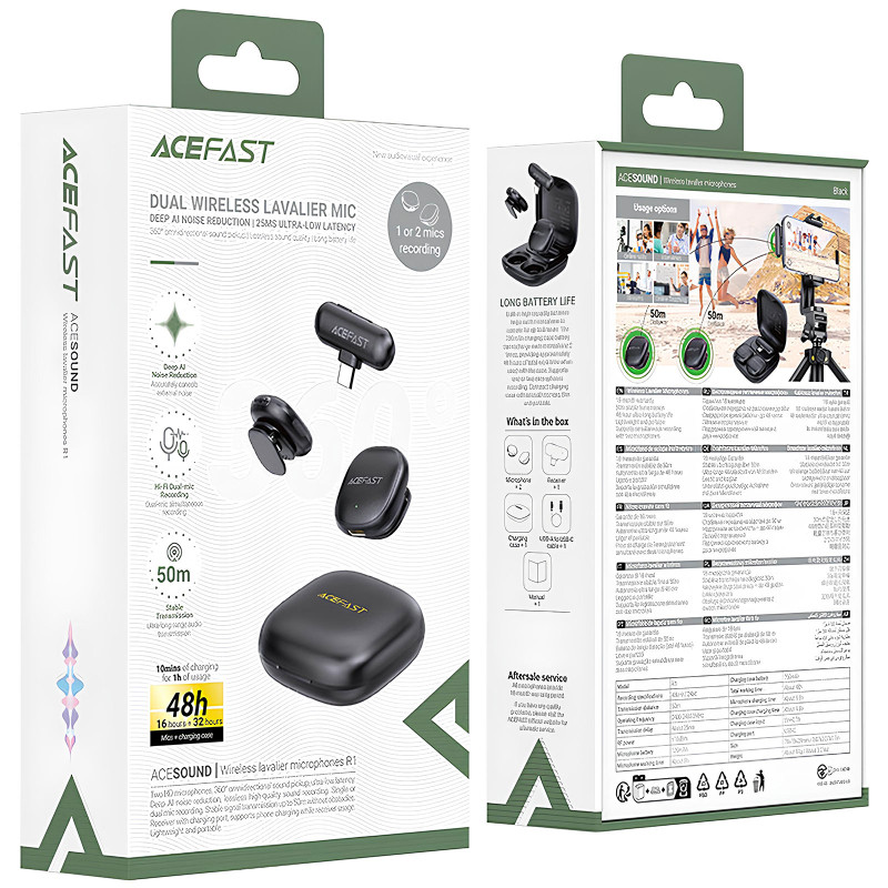 Петличный беспроводной микрофон Acefast R1 Lightning Херсон - зображення 5