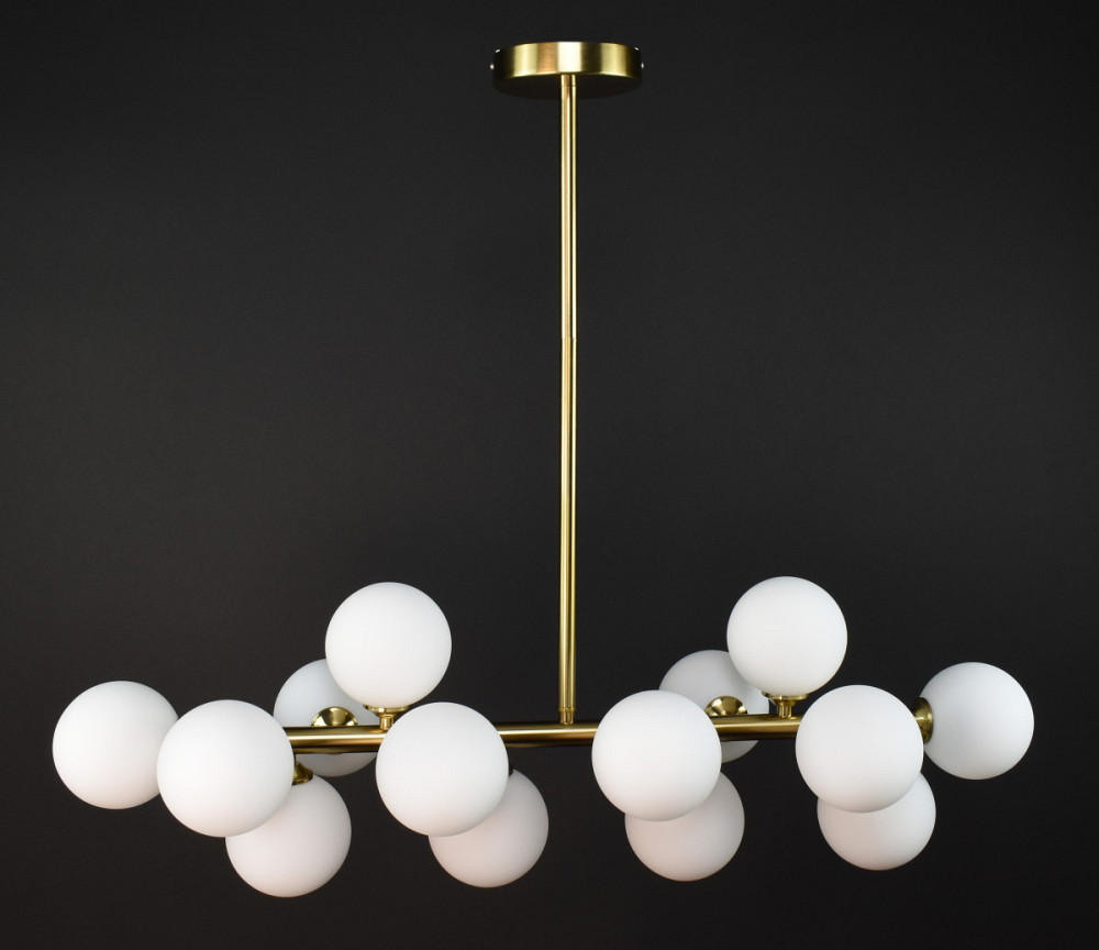 Люстра стельова на 14 лампочок SG47/14-ab-wh Латунь 36-66х15х62 см. Київ - зображення 1