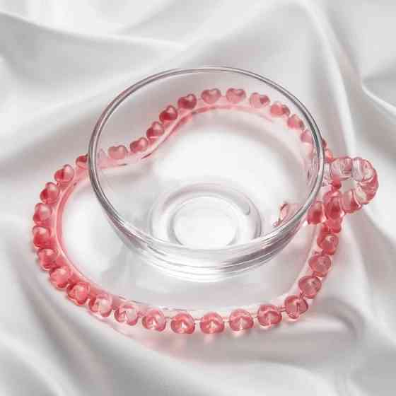 Чашка з блюдцем для чаю OLens Рожеве серце 01-039 200 мл Киев